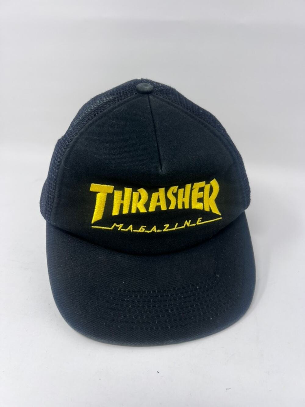 Thrasher Magazine Black Yellow Logo Mesh Trucker Hat Snapback Skateboard Cap